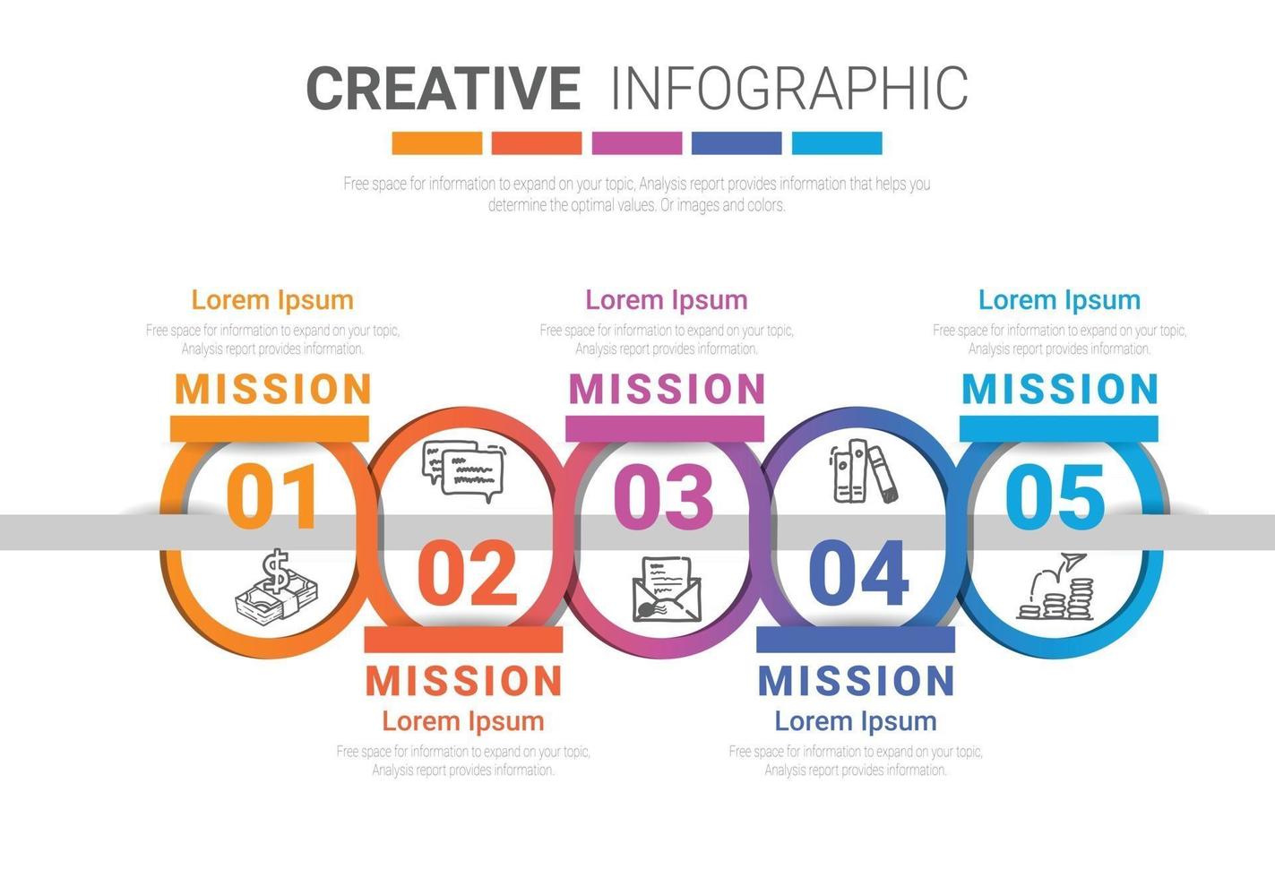 tijdlijn infographic sjabloon met 5 opties vector