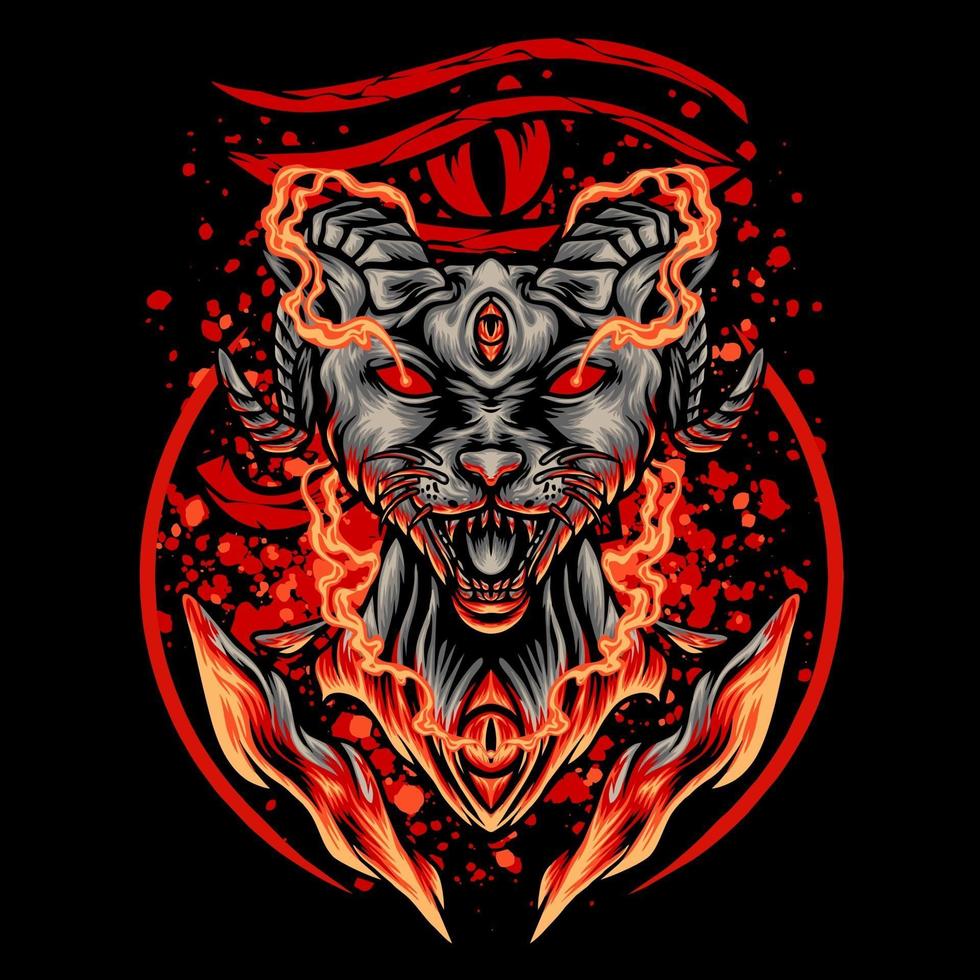 Egyptische satanische kat illustratie vector