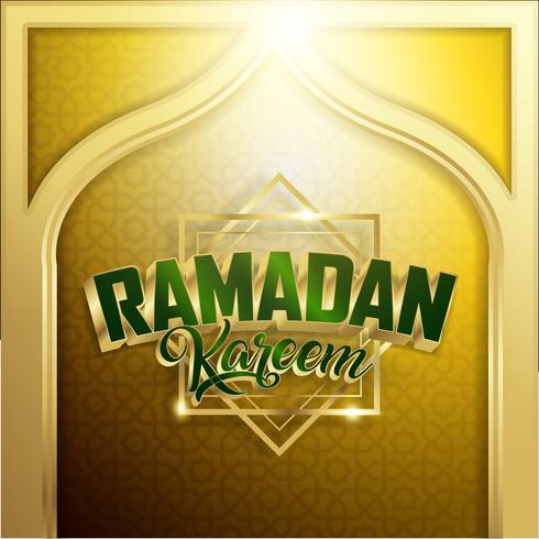 Gouden Ramadan Kareem achtergrond 1440 Hijr met Ramadan Kareem 3d beletteringstekst vector