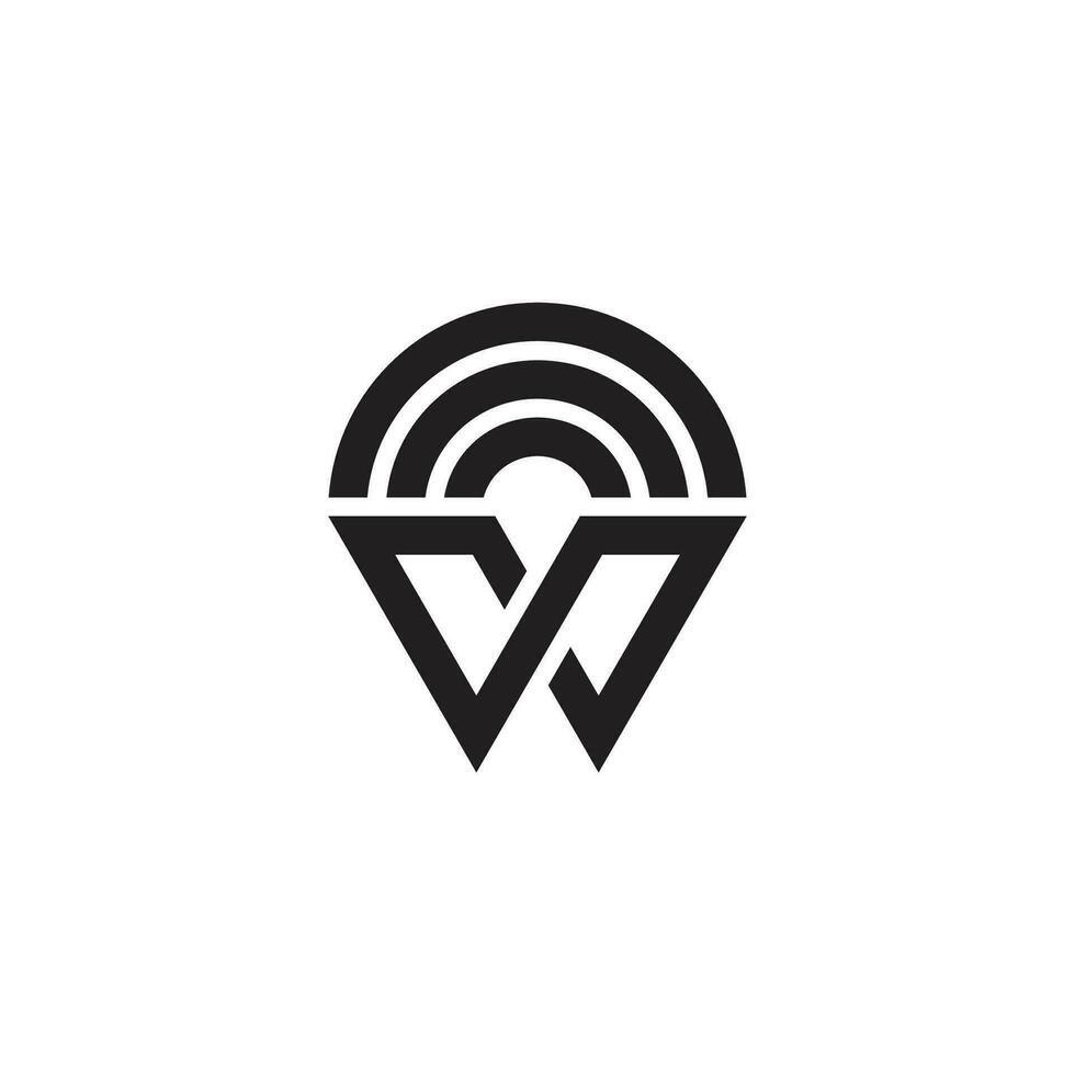 brief w strepen signaal meetkundig lijn ontwerp logo vector