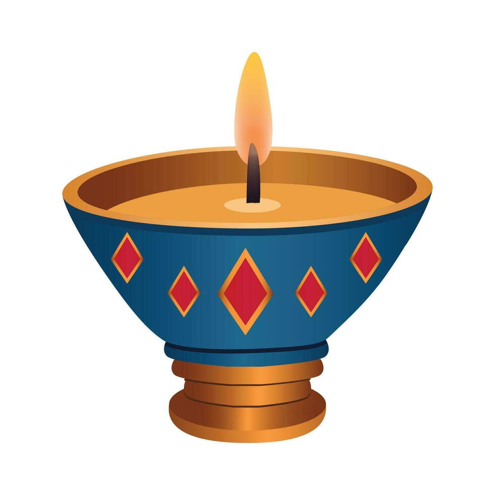 traditioneel versierd diya voor diwali festival vector
