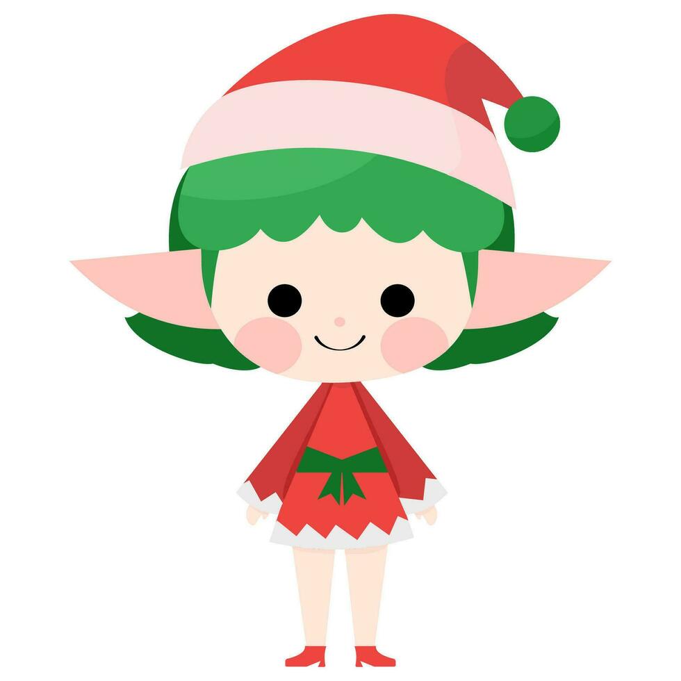 elf meisje schattig karakter Kerstmis vector