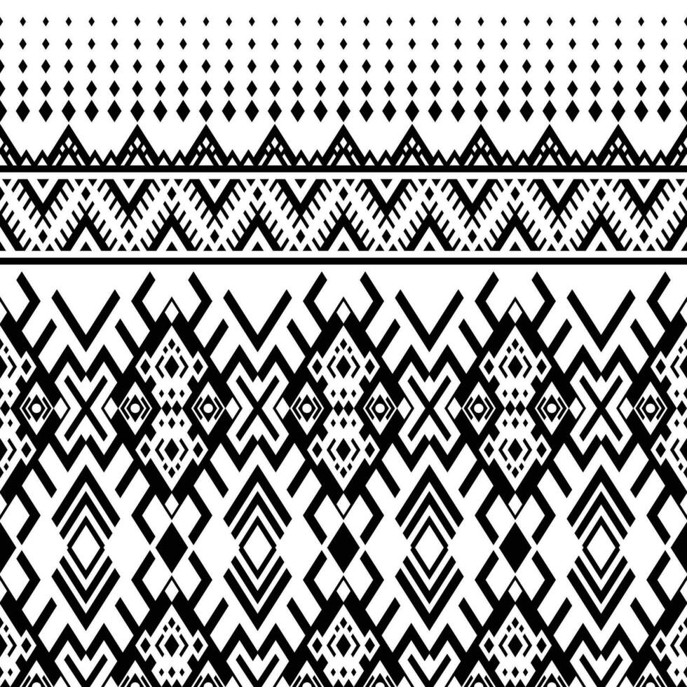 etnisch hedendaags naadloos meetkundig patroon. grens ornament. inheems Amerikaans Navajo aztec en Mexicaans stam. zwart en wit kleuren. ontwerp voor kleding stof, textiel, ornament, afdrukken, interieur, tapijt. vector