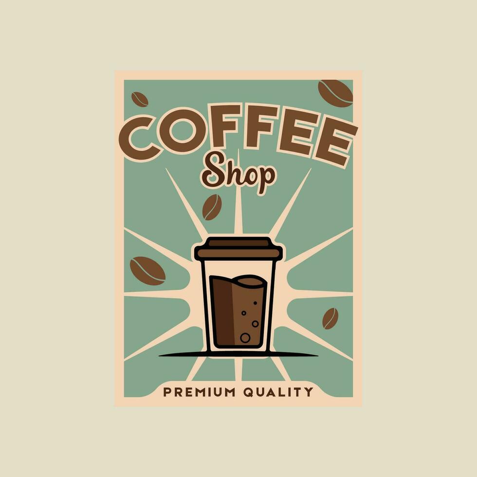 koffie winkel vector poster wijnoogst minimalistische illustratie sjabloon grafisch ontwerp. drinken en voedsel banier advertentie of decoratie voor bedrijf concept