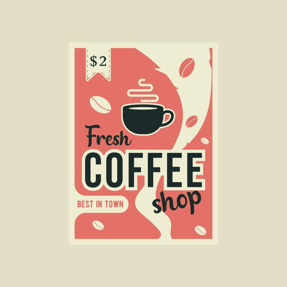 koffie winkel vector poster wijnoogst minimalistische illustratie sjabloon grafisch ontwerp. drinken en voedsel banier advertentie of decoratie voor bedrijf concept
