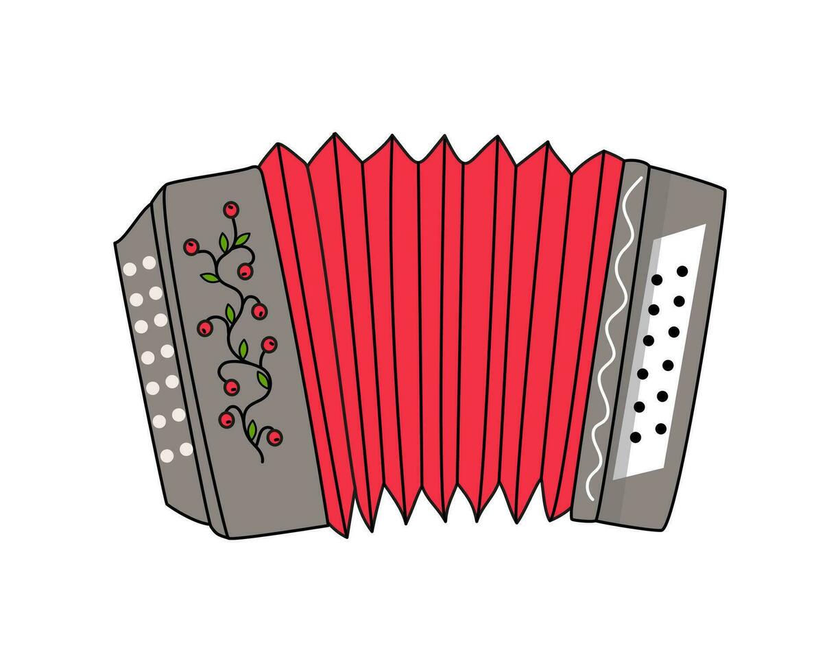 Russisch mondharmonica. sticker. musical instrument. tekenfilm , spelen Aan de mondharmonica. vector illustratie Aan geïsoleerd achtergrond.