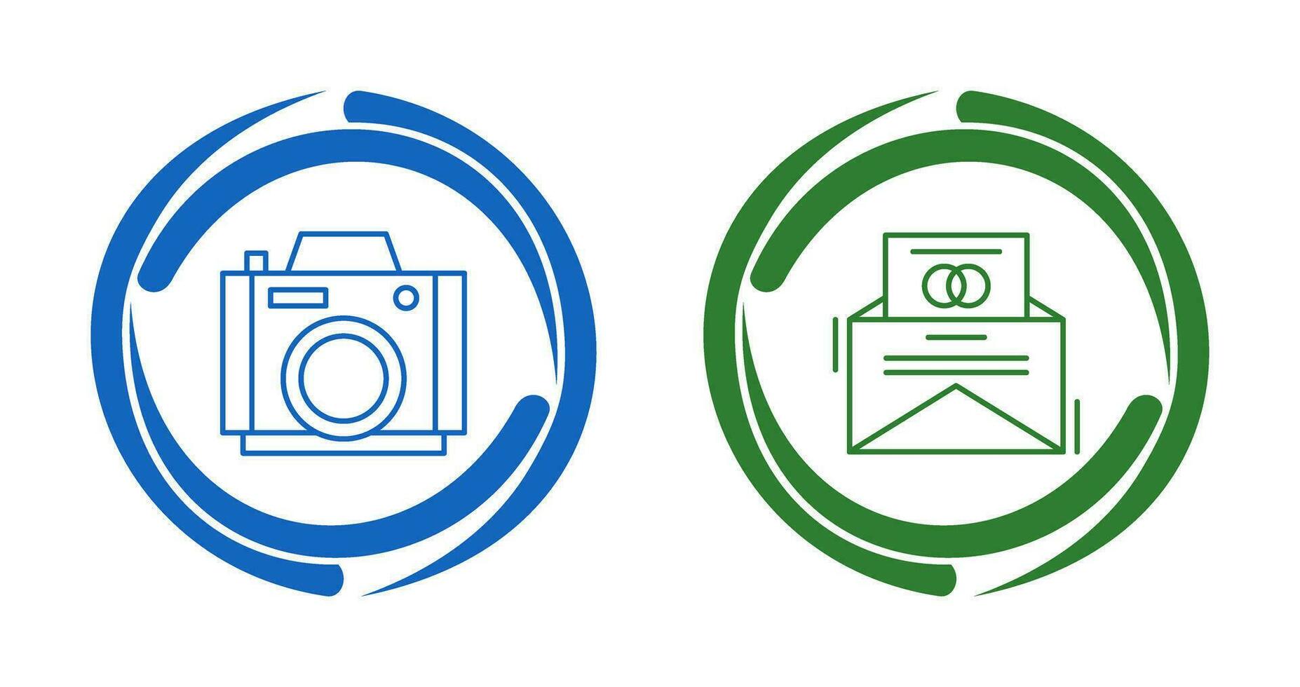 foto camera en uitnodiging kaart icoon vector