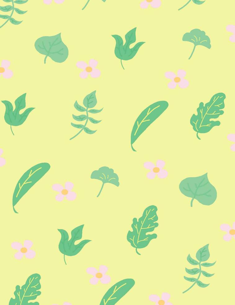 groen blad en weinig bloemen voor patroon tekenfilm stijl. vector