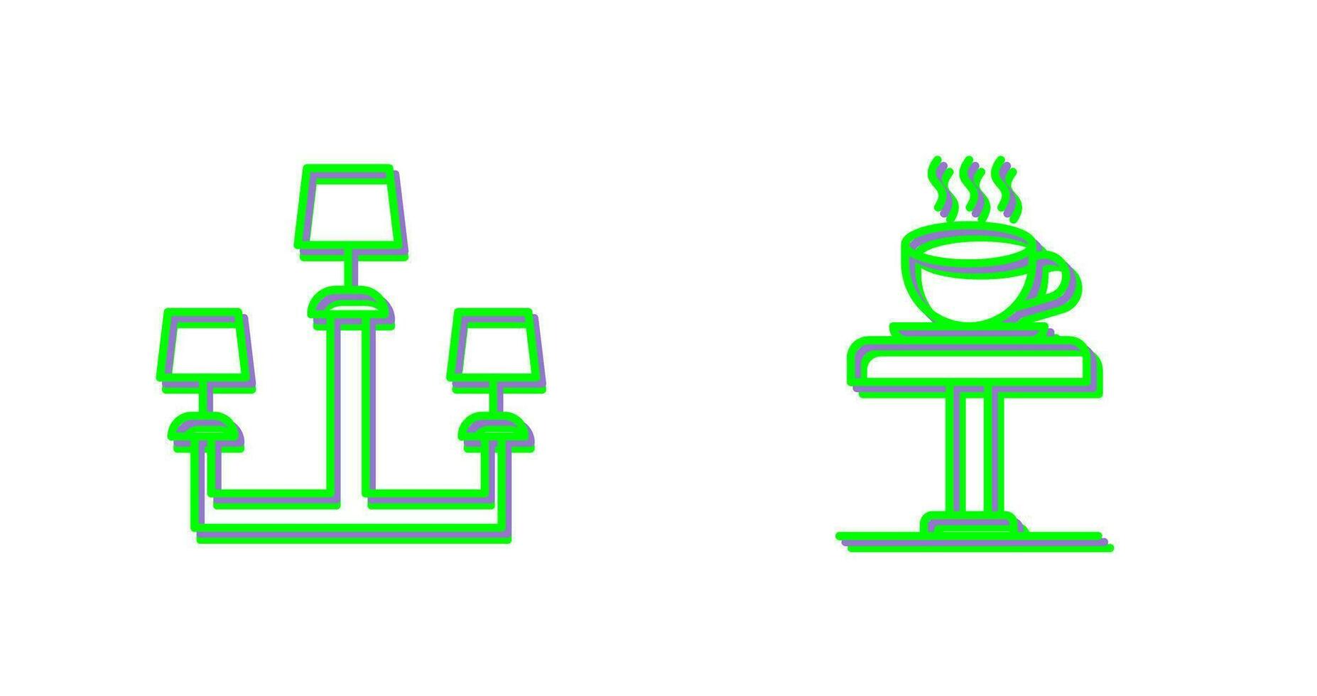 lamp en koffie tafel icoon vector