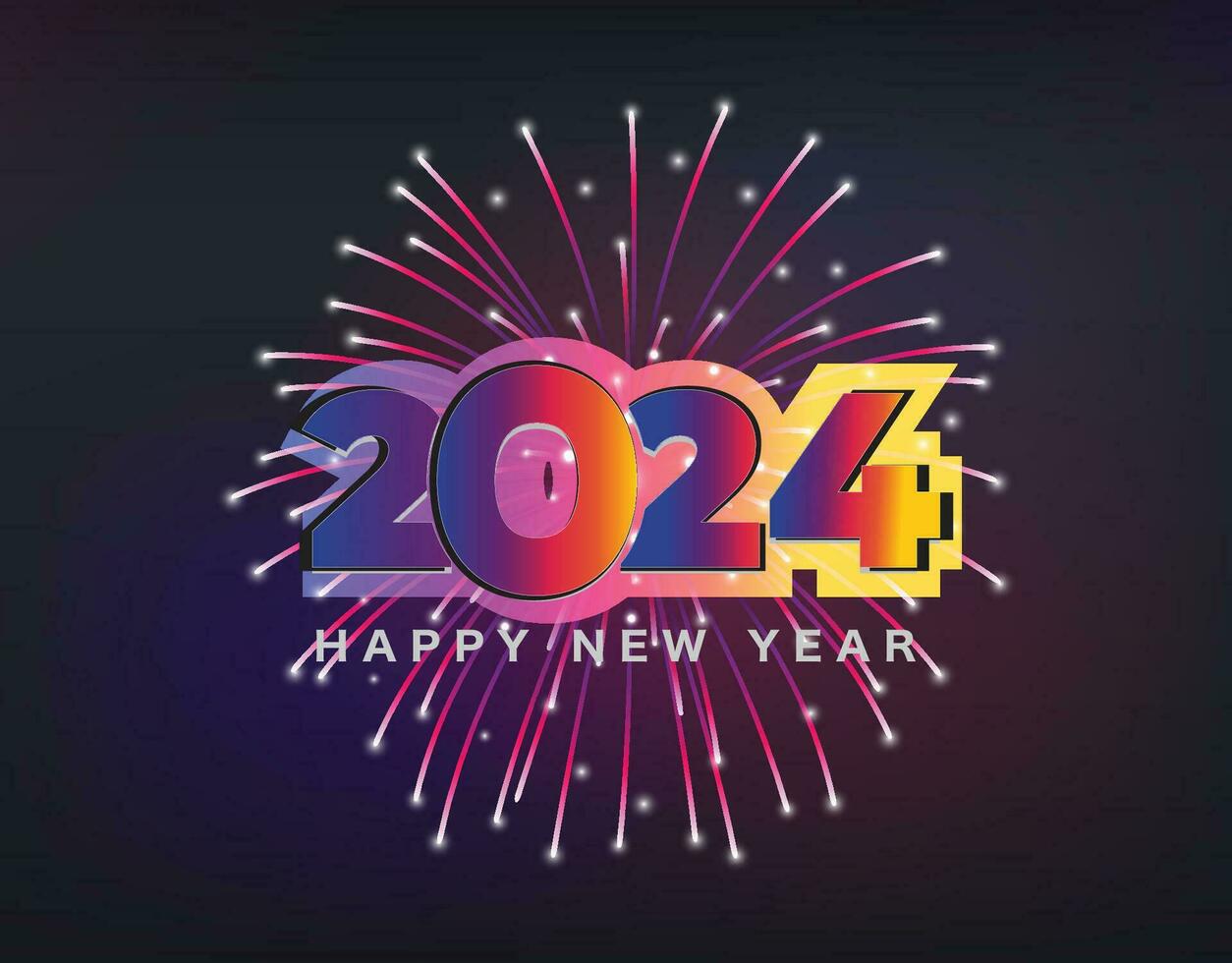 2024 gelukkig nieuw jaar viering ontwerp sjabloon vector