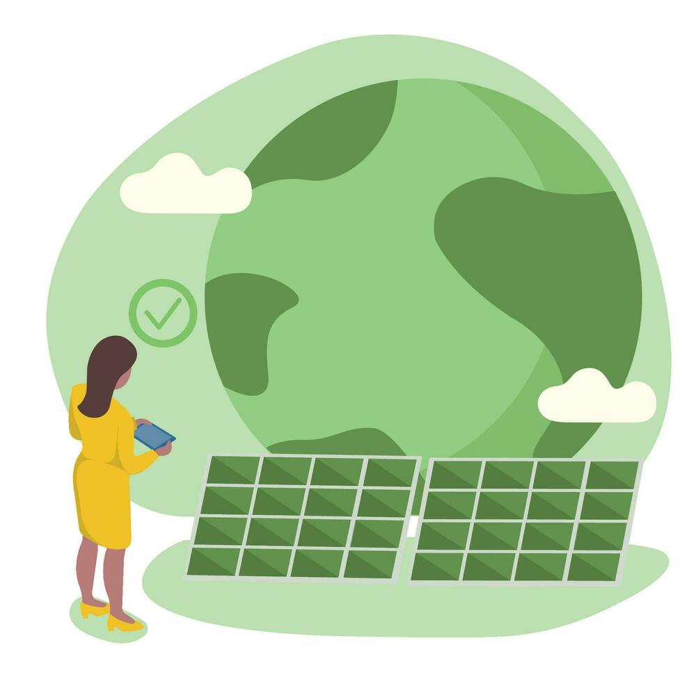 zonne- panelen voor ecologie, vector illustratie. alternatief hernieuwbaar energie. zonne- energie, technologisch zonne- panelen. duurzaamheid concept