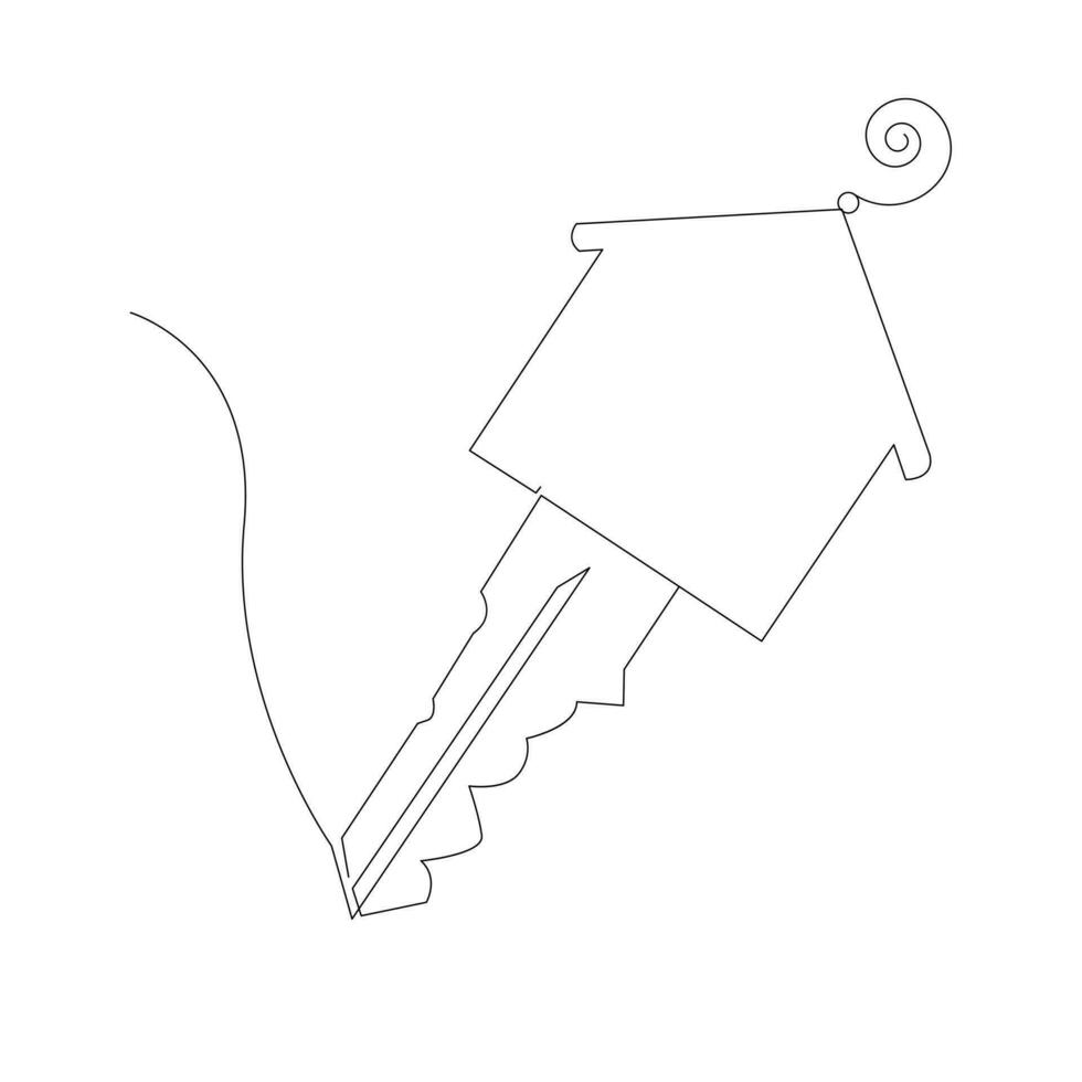 doorlopend single lijn slot sleutel schets vector kunst tekening