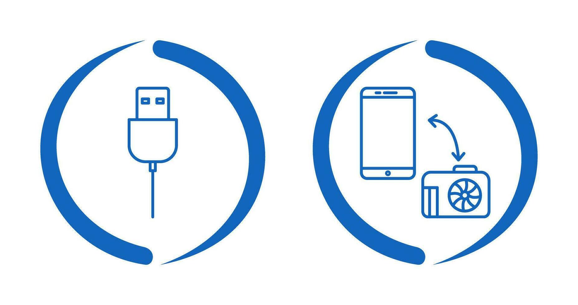 USB kabel en overdracht afbeeldingen icoon vector