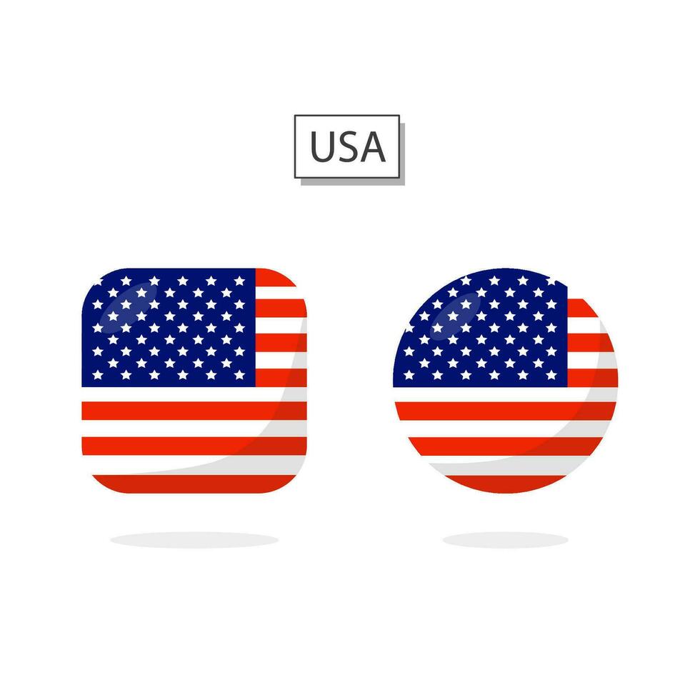 vlag van Verenigde Staten van Amerika 2 vormen icoon 3d tekenfilm stijl. vector