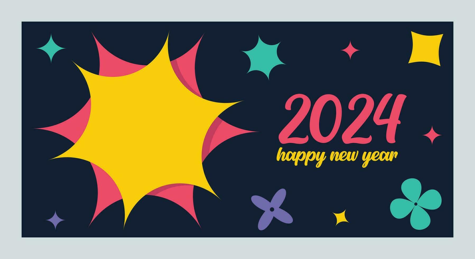 gelukkig nieuw jaar 2024 met kleurrijk minimalistisch modieus ontwerp. gelukkig nieuw jaar 2024 plein sjabloon. groet achtergrond ontwerpen, nieuw jaar, en sociaal media promotionele inhoud. vector illustratie