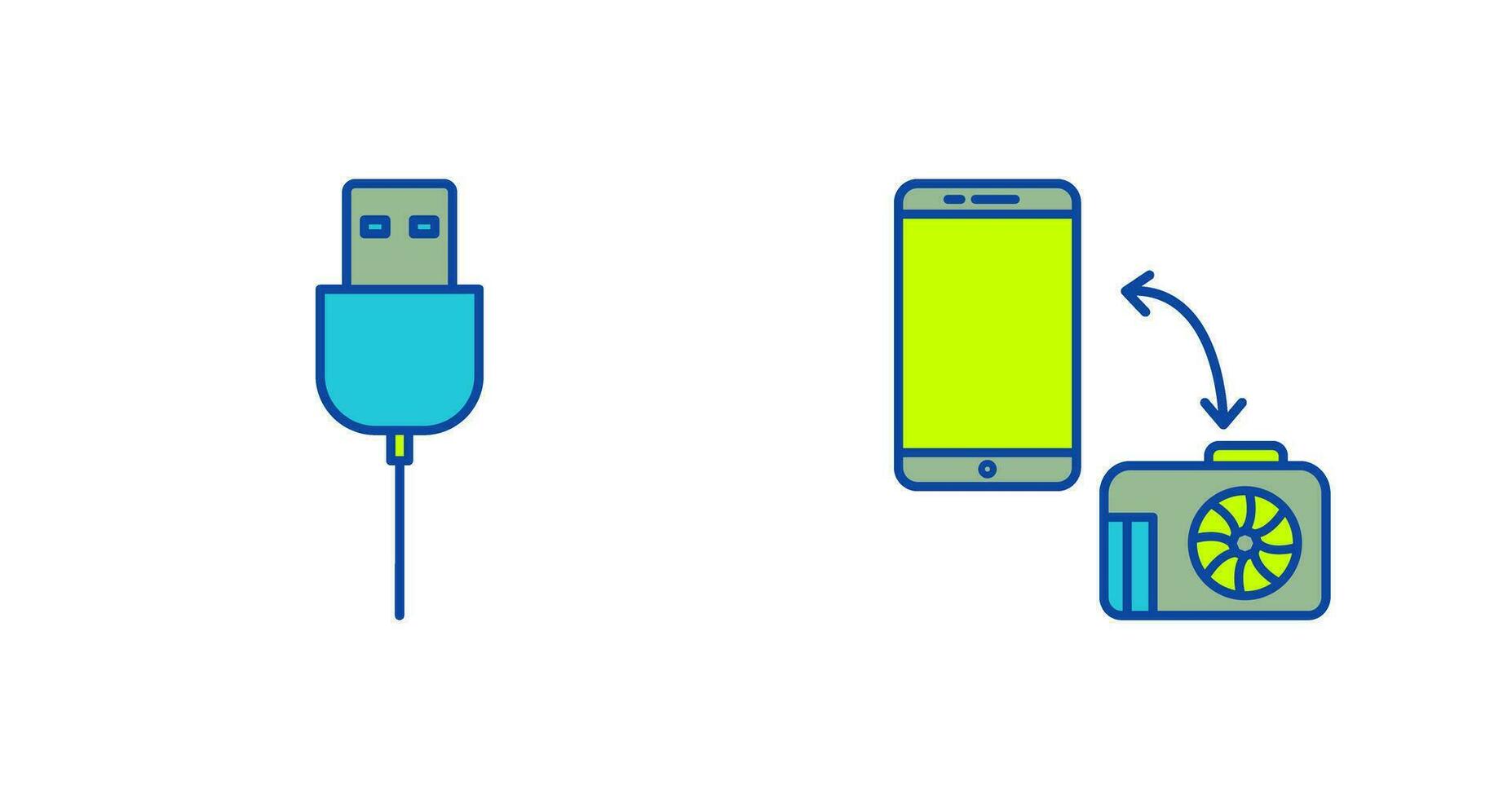 USB kabel en overdracht afbeeldingen icoon vector