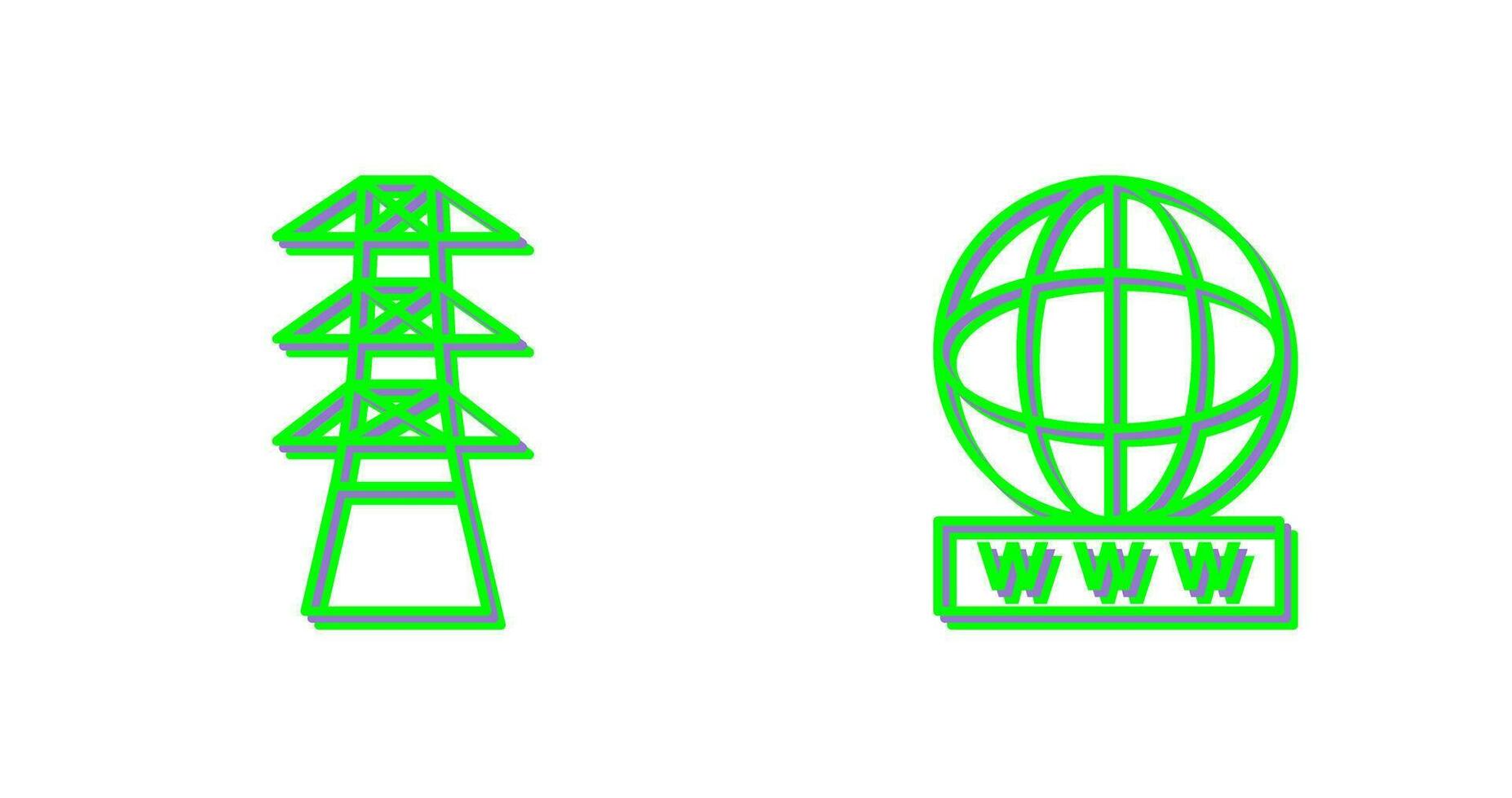 toren en wereld breed web icoon vector