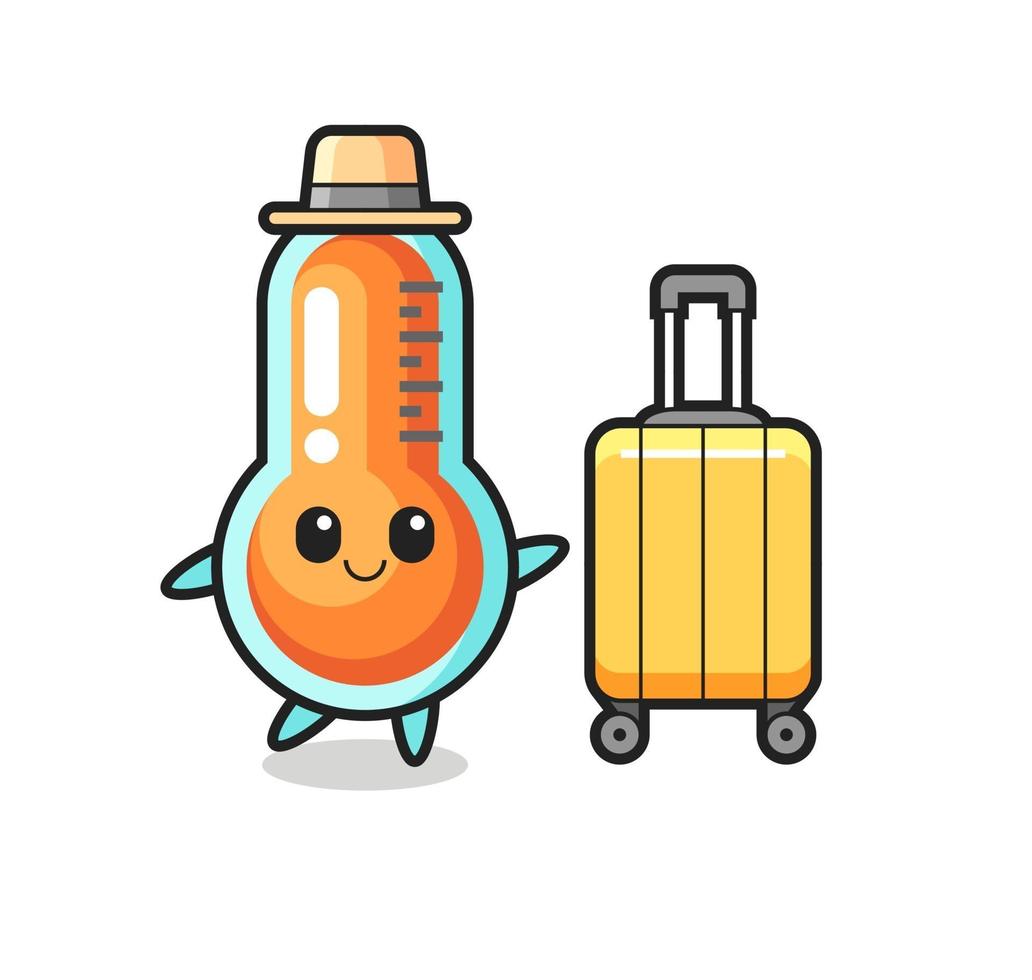 thermometer cartoon afbeelding met bagage op vakantie vector