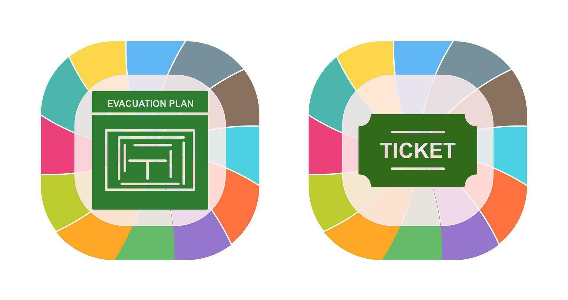 evacuatie plan en kaartjes icoon vector