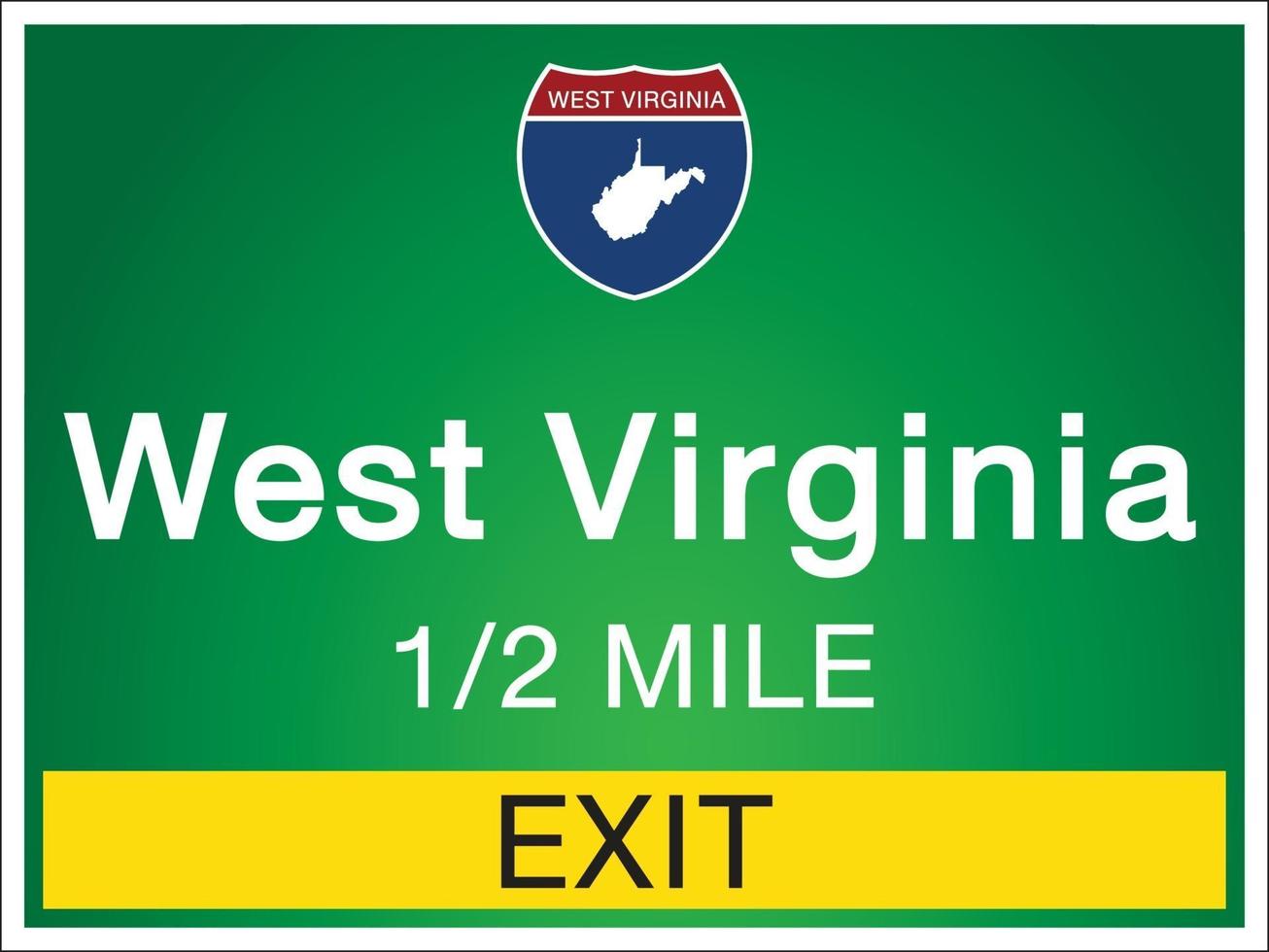 bewegwijzering op de snelweg in West Virginia van de Verenigde Staten vector