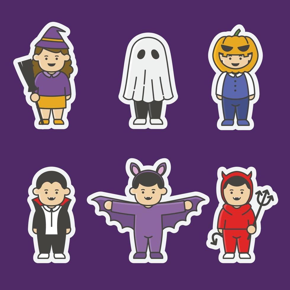 leuke stickerset voor halloween-kostuums vector