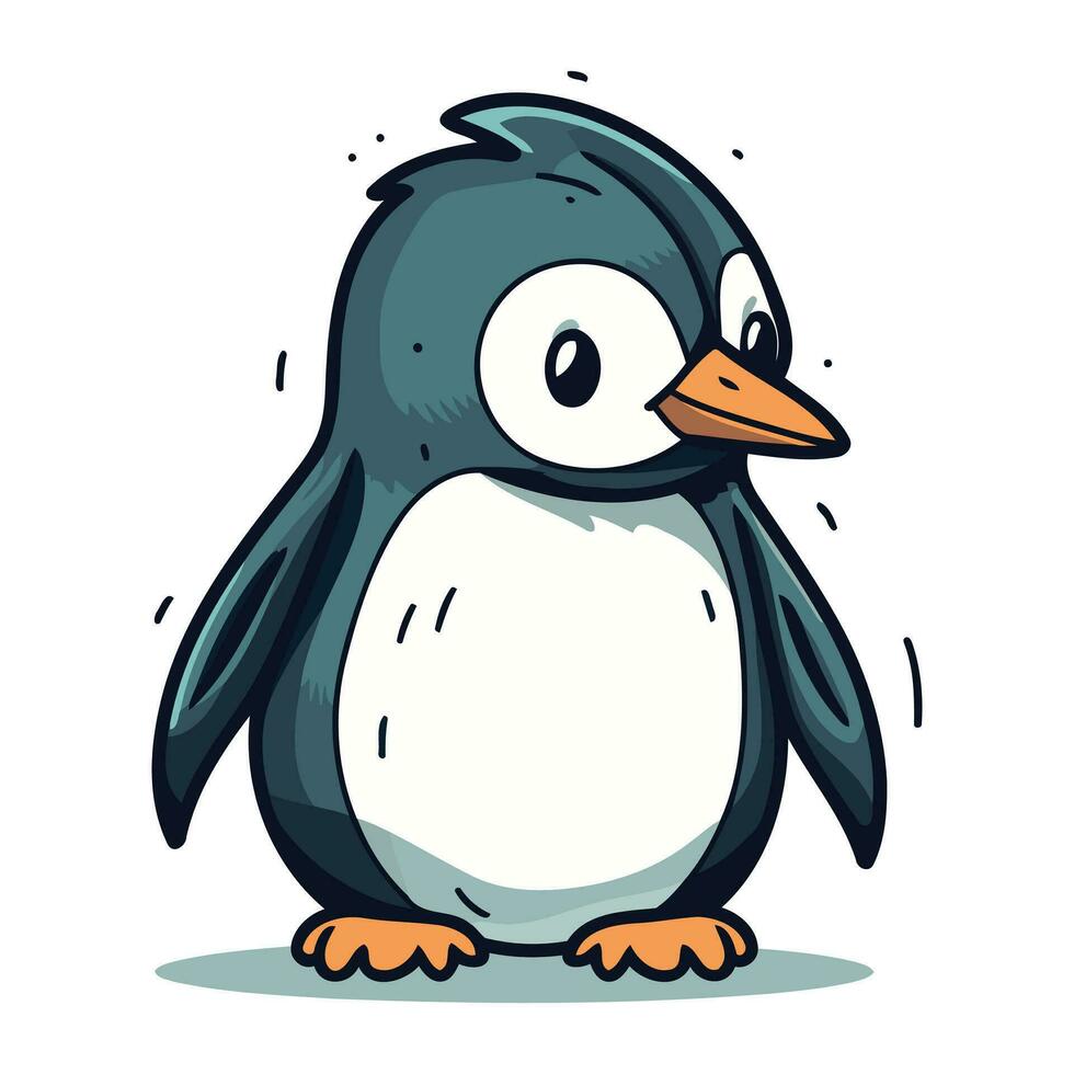 schattig pinguïn tekenfilm. vector illustratie geïsoleerd Aan wit achtergrond.