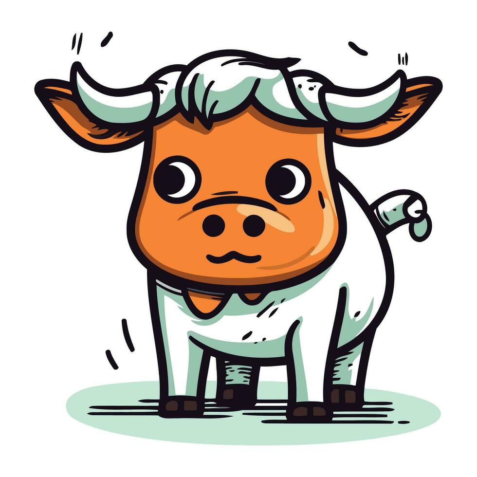 schattig tekenfilm stier. vector illustratie. geïsoleerd Aan wit achtergrond.