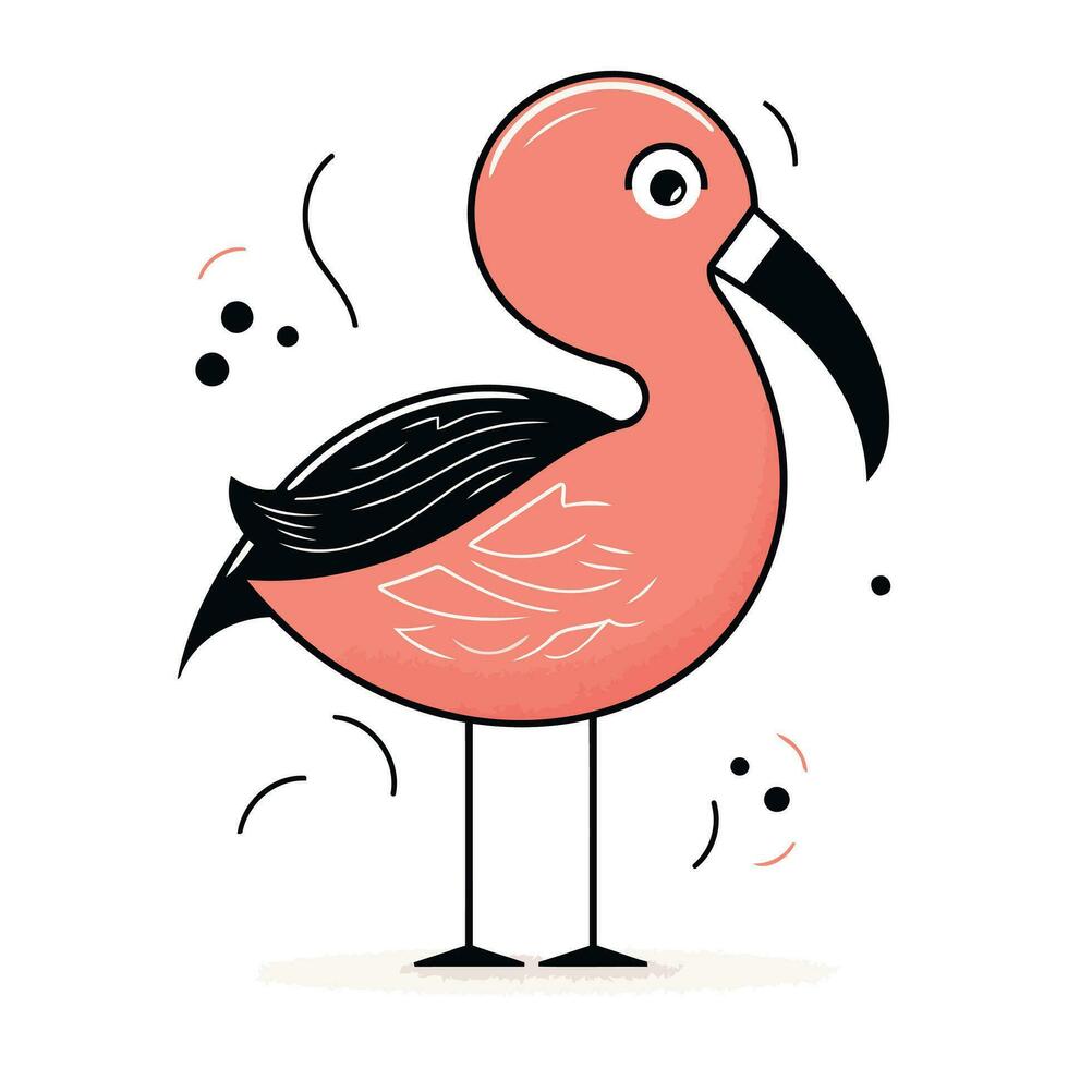 grappig flamingo. vector illustratie in tekening stijl.