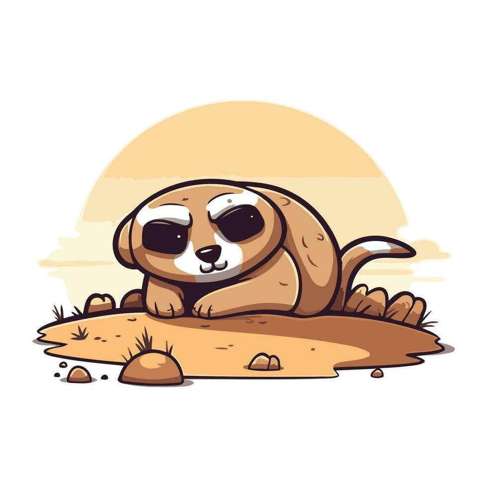 schattig tekenfilm meerkat zittend Aan de grond. vector illustratie.