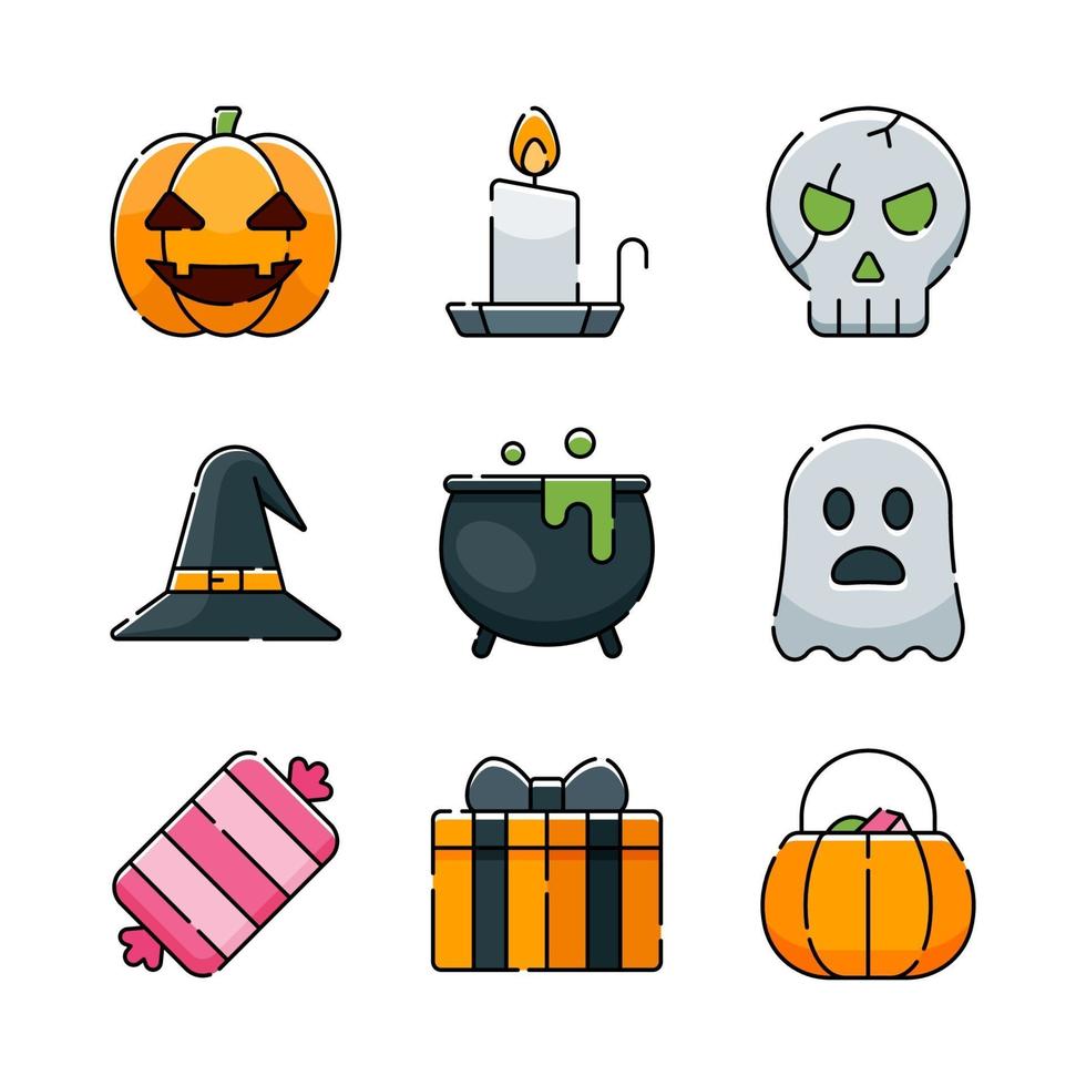 trick or treat-pictogramset vector