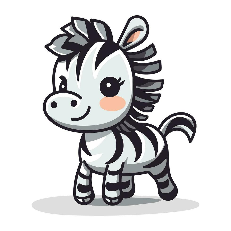 schattig zebra karakter tekenfilm vector illustratie. schattig tekenfilm zebra mascotte.