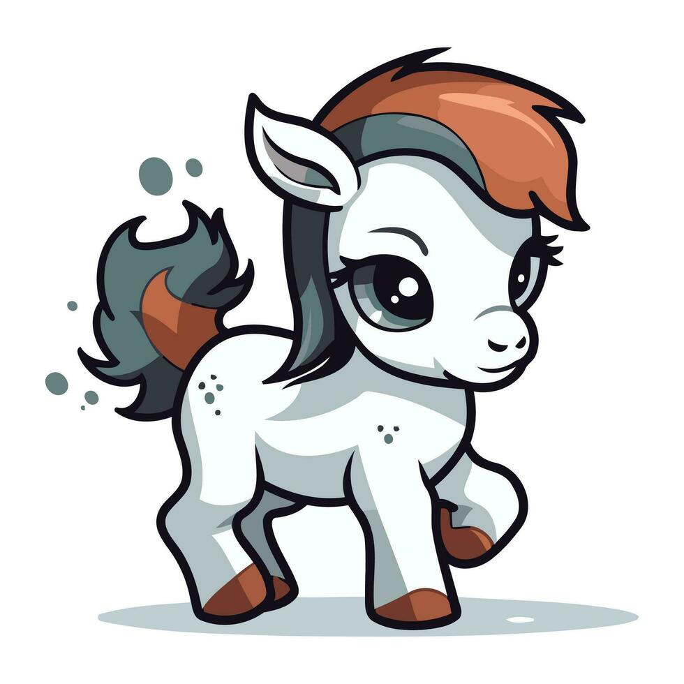 schattig tekenfilm pony geïsoleerd Aan een wit achtergrond. vector illustratie.