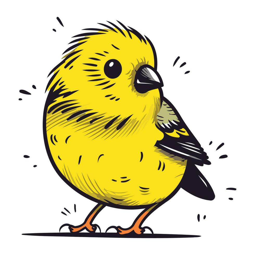 vector illustratie van een schattig weinig geel vogel geïsoleerd Aan wit achtergrond.