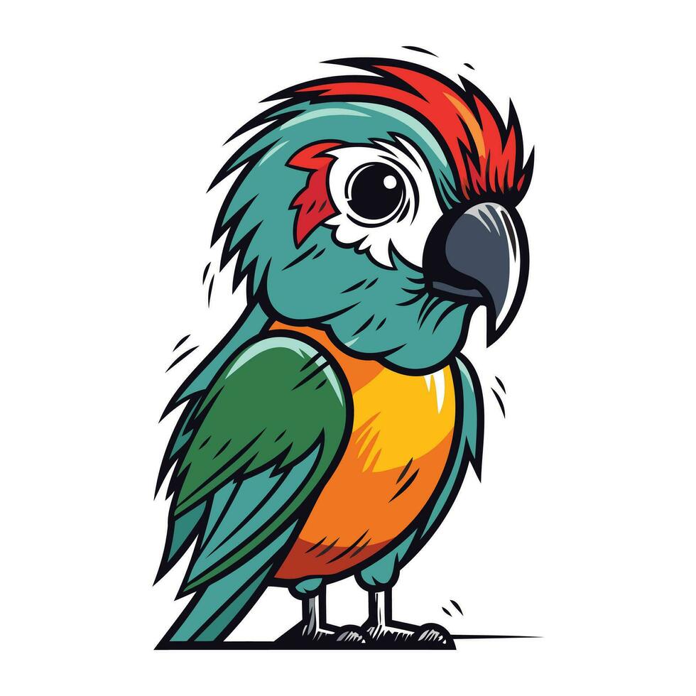 papegaai geïsoleerd Aan wit achtergrond. vector illustratie in tekenfilm stijl.