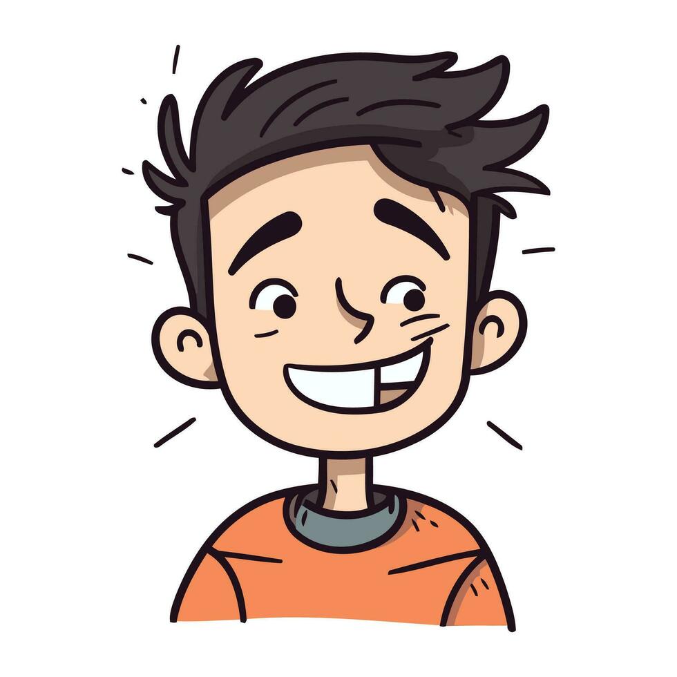 vector illustratie van een glimlachen jongen met een glimlach Aan zijn gezicht.