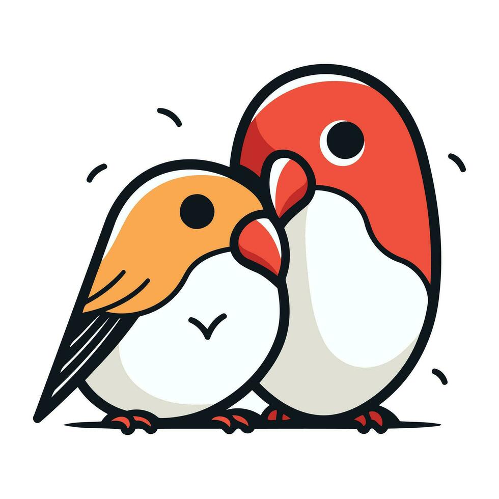 vector illustratie van twee schattig weinig vogels. geïsoleerd Aan wit achtergrond.