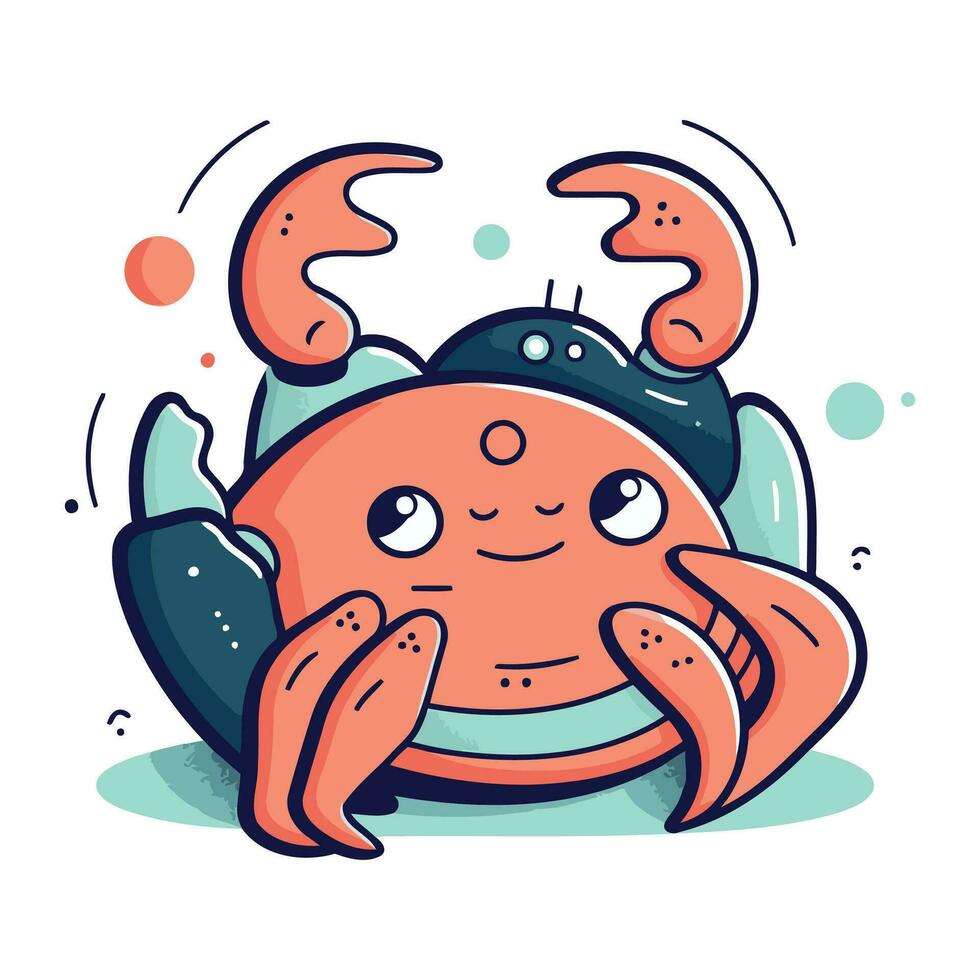 schattig tekenfilm krab. vector illustratie geïsoleerd Aan een wit achtergrond.