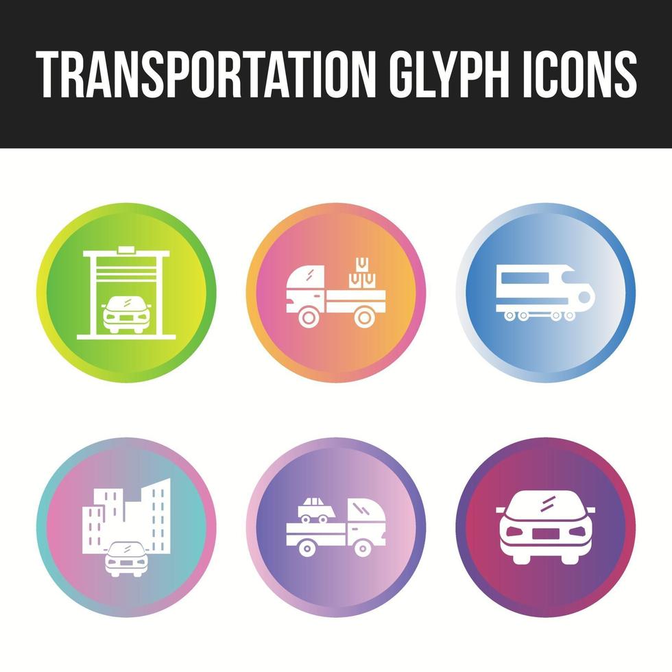 icon set van uniek transport glyph pictogram vector