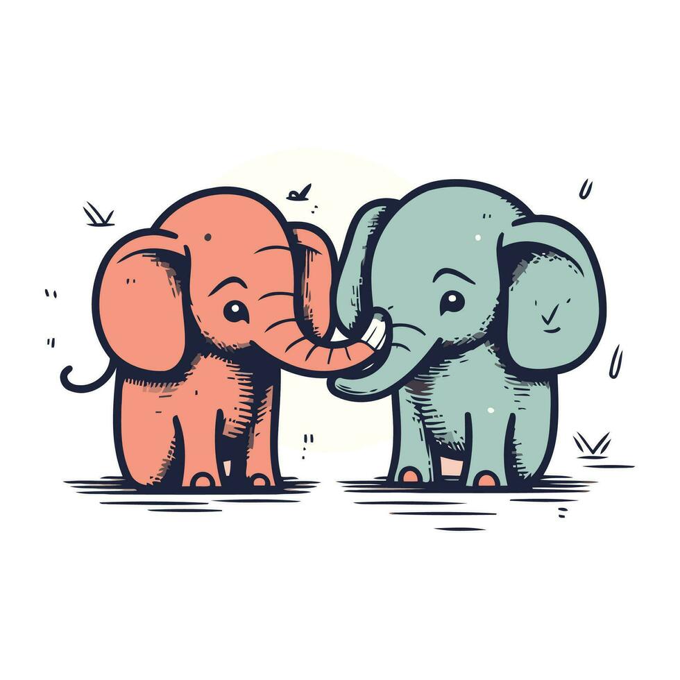 schattig tekenfilm olifanten. hand- getrokken vector illustratie in tekening stijl.