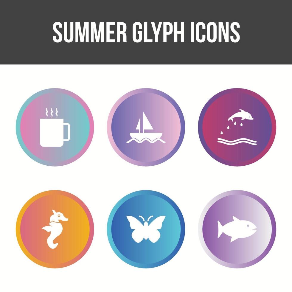 unieke zomer glyph vector icon set