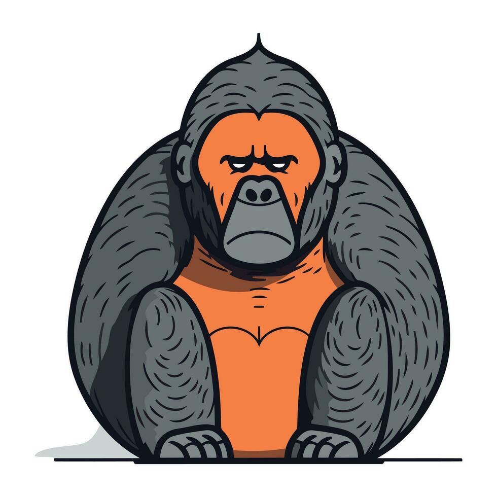 vector illustratie van een gorilla in een vlak stijl. tekenfilm karakter.