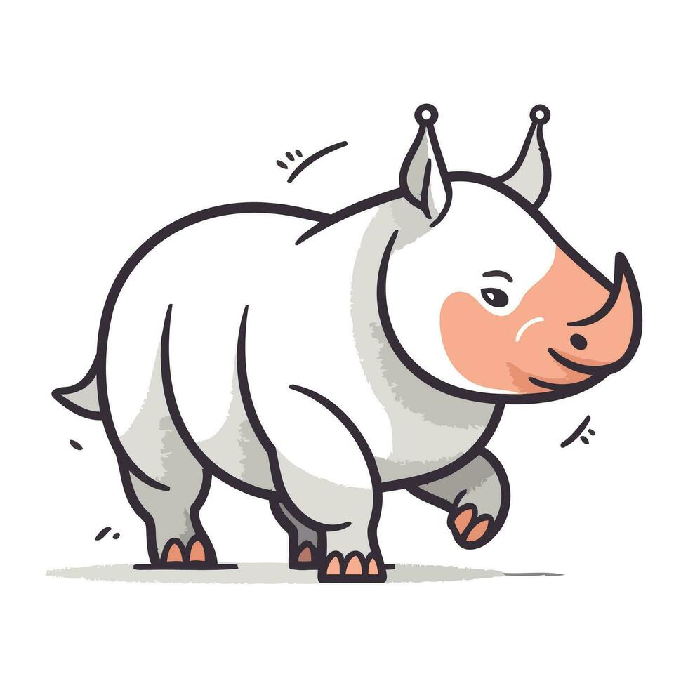 neushoorn. schattig tekenfilm karakter. vector illustratie.