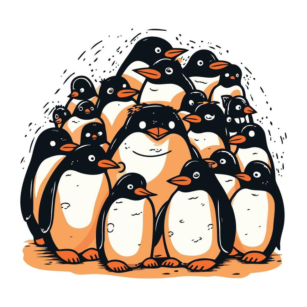 schattig pinguïns. hand- getrokken vector illustratie in tekenfilm stijl.