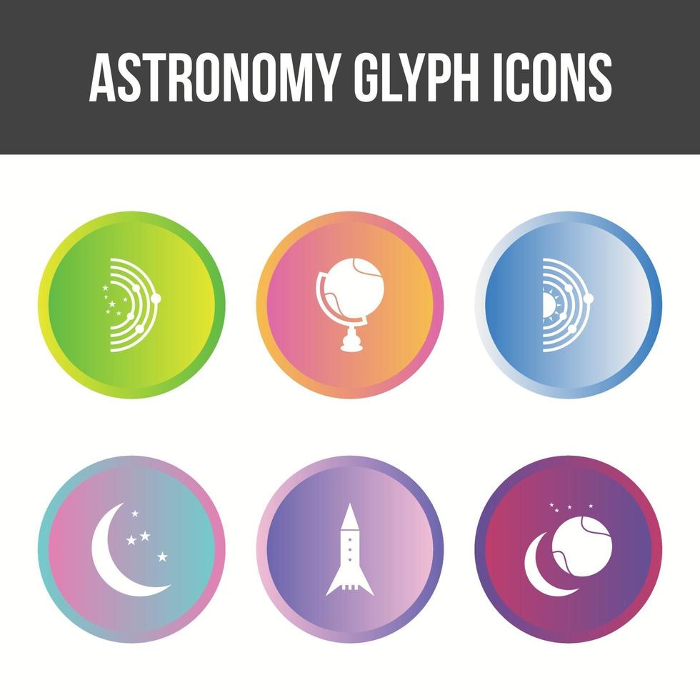 unieke astronomie gyph vector icon set