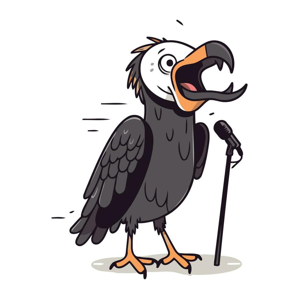 illustratie van een gier het zingen in een microfoon Aan een wit achtergrond vector