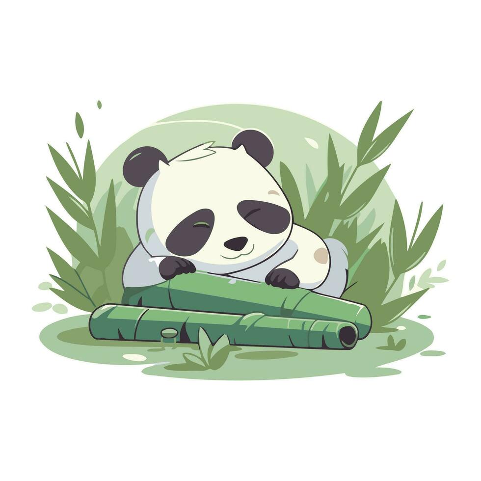 schattig panda beer met bamboe. vector illustratie in tekenfilm stijl.