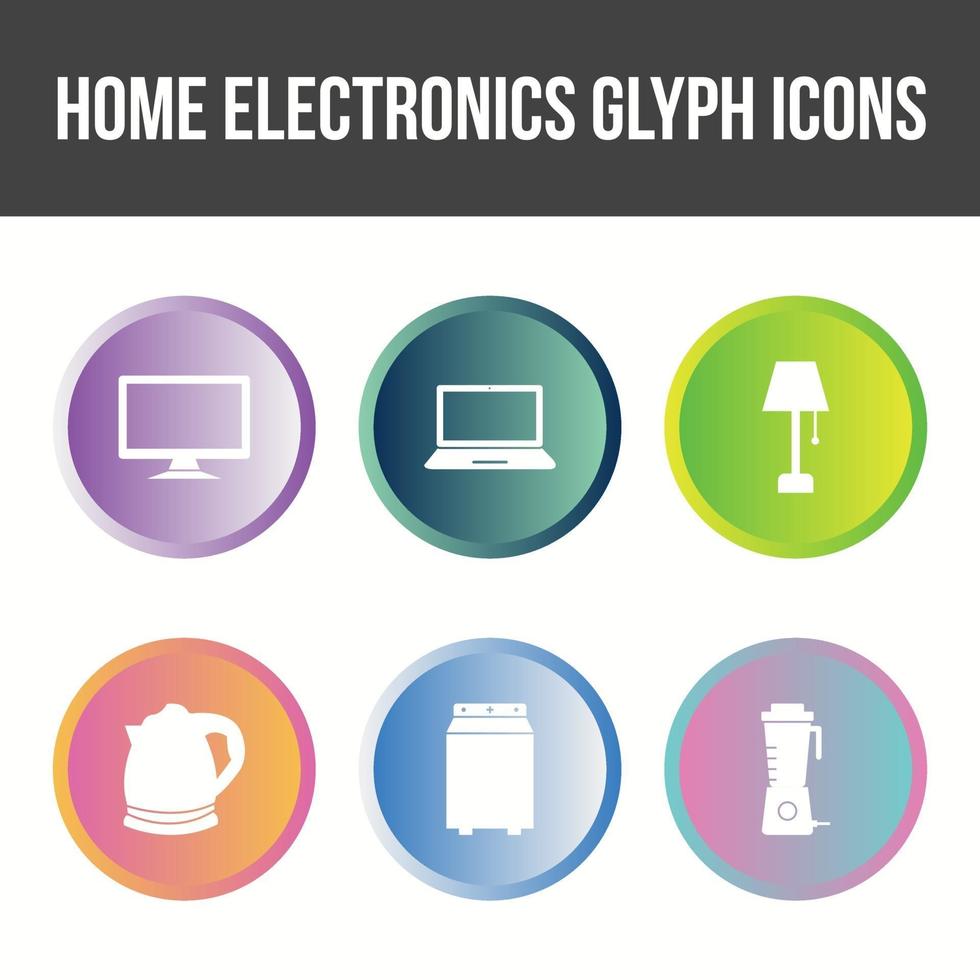 unieke huiselektronica glyph icon set vector