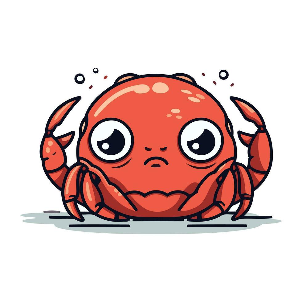 schattig tekenfilm krab. vector illustratie. geïsoleerd Aan wit achtergrond.