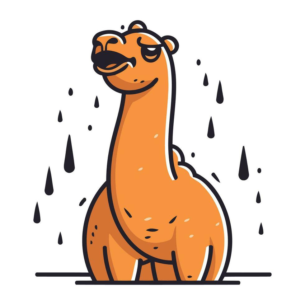 schattig kameel met regen druppels. vector illustratie in tekenfilm stijl.