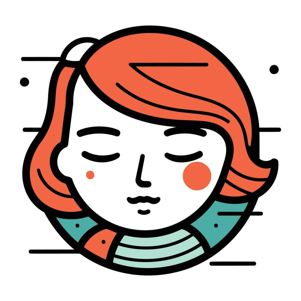 gezicht van een meisje met rood haar. vector illustratie in vlak stijl.